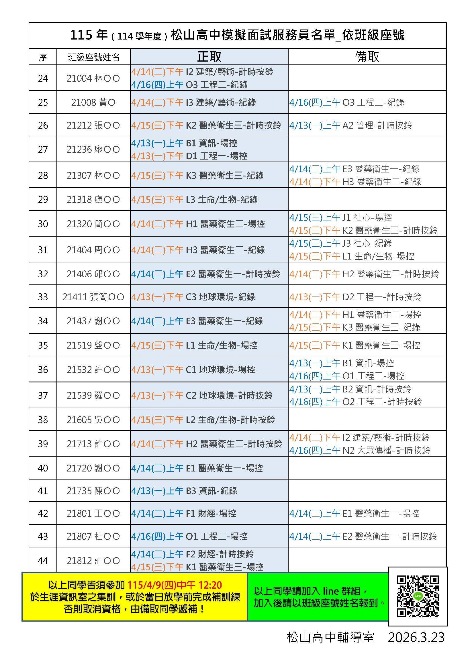 115年模擬面試服務員錄取名單2
